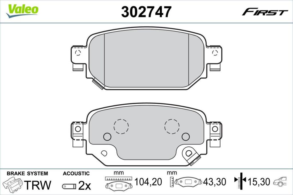 Jogo de 4 pastilhas de travão VALEO ref. 302747